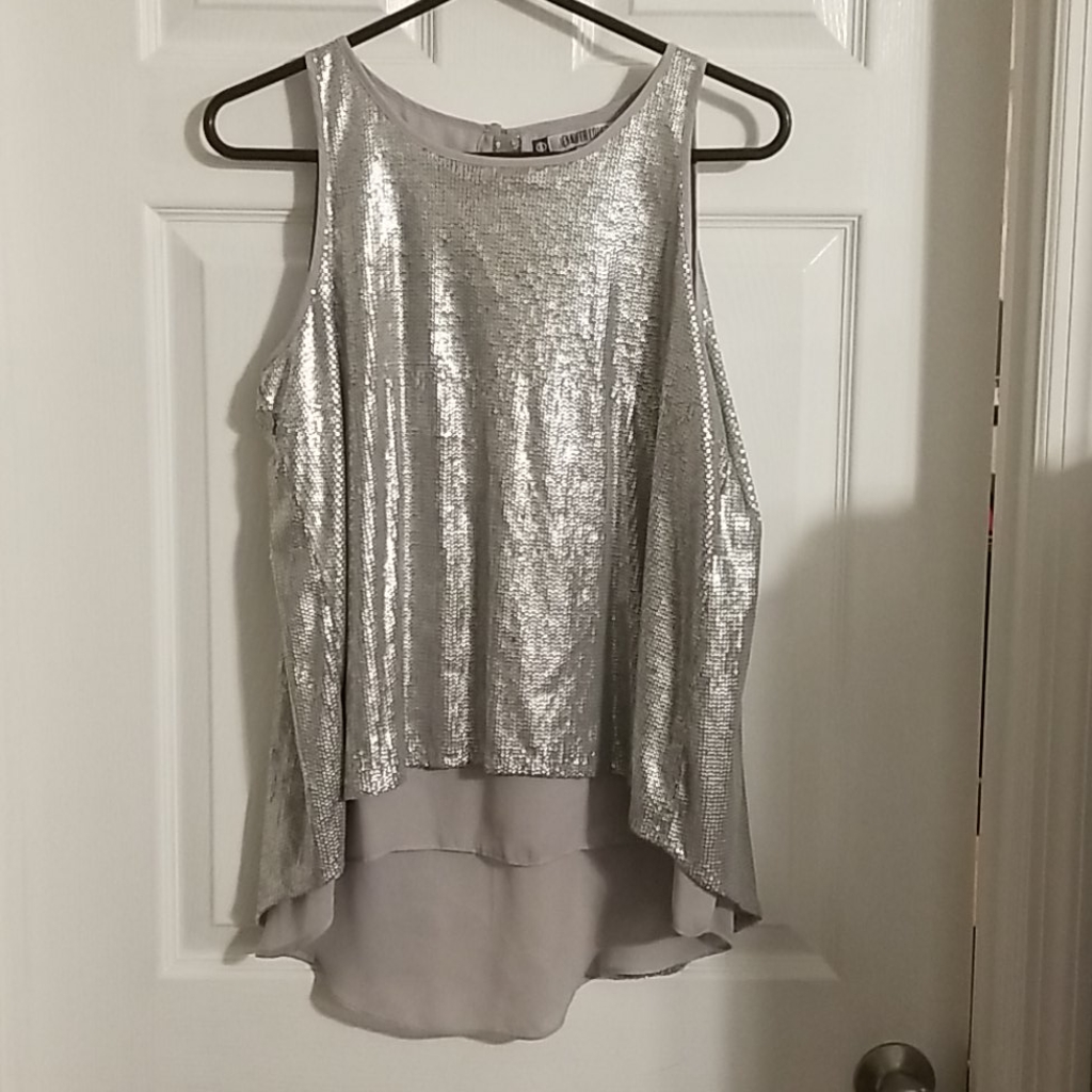Jlo Sequin Split Back Top